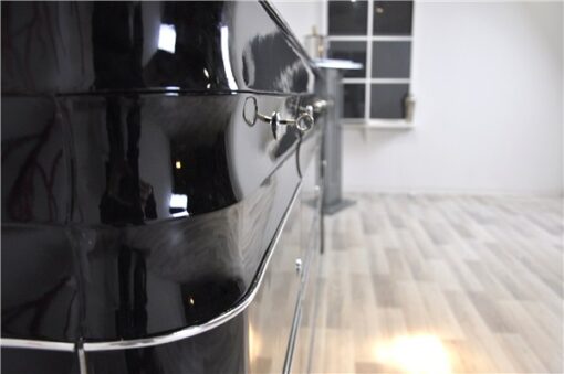 Art Deco, Sideboard, Buffet, XXL, extra big, chromliner, chromelines, highgloss, black, pianolacquer, design, furniture, storage, living room