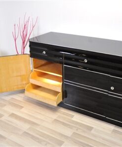 Art Deco, Sideboard, Buffet, XXL, extra big, chromliner, chromelines, highgloss, black, pianolacquer, design, furniture, storage, living room