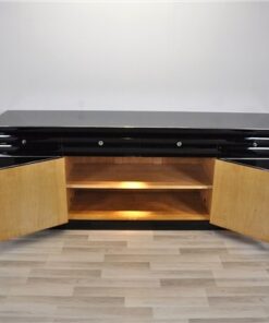 Art Deco, Sideboard, Buffet, XXL, extra big, chromliner, chromelines, highgloss, black, pianolacquer, design, furniture, storage, living room