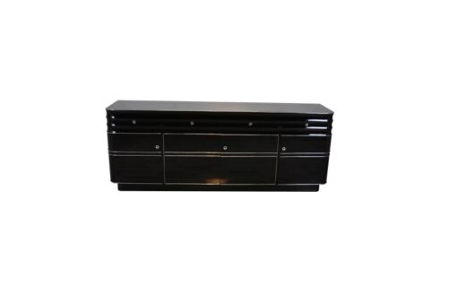 Art Deco, Sideboard, Buffet, XXL, extra big, chromliner, chromelines, highgloss, black, pianolacquer, design, furniture, storage, living room