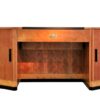 art deco desk, hexagonale tabletop, cherry wood, mahogany wood, dark writing area, plenty of storage space, office furniture