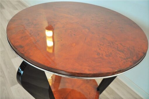 Art Deco, Sidetable, Table, elegant, pianolacquer, legs, highgloss, burlwood, polished, living room, design, furniture, small