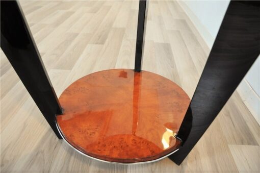 Art Deco, Sidetable, Table, elegant, pianolacquer, legs, highgloss, burlwood, polished, living room, design, furniture, small