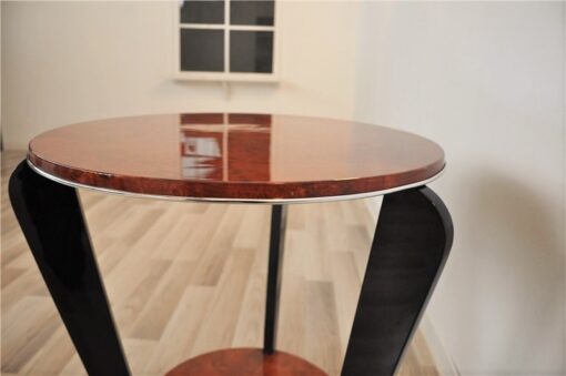 Art Deco, Sidetable, Table, elegant, pianolacquer, legs, highgloss, burlwood, polished, living room, design, furniture, small