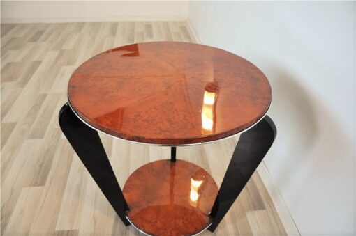 Art Deco, Sidetable, Table, elegant, pianolacquer, legs, highgloss, burlwood, polished, living room, design, furniture, small