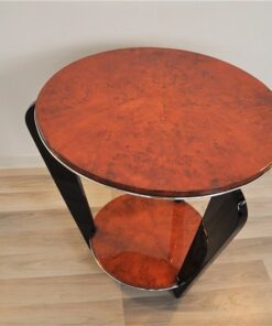 Art Deco, Sidetable, Table, elegant, pianolacquer, legs, highgloss, burlwood, polished, living room, design, furniture, small