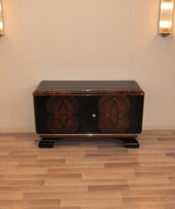 Vintage, Art Deco, Commode, Buffet, Sideboard, Small, ANtique, Restored, Walnut, Burlwood, Pianolacquer, Original, French
