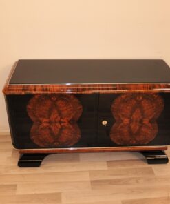 Vintage, Art Deco, Commode, Buffet, Sideboard, Small, ANtique, Restored, Walnut, Burlwood, Pianolacquer, Original, French