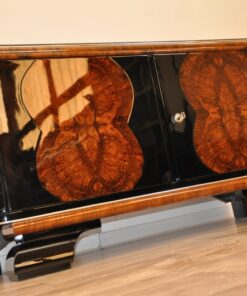 Vintage, Art Deco, Commode, Buffet, Sideboard, Small, ANtique, Restored, Walnut, Burlwood, Pianolacquer, Original, French