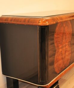 Vintage, Art Deco, Commode, Buffet, Sideboard, Small, ANtique, Restored, Walnut, Burlwood, Pianolacquer, Original, French