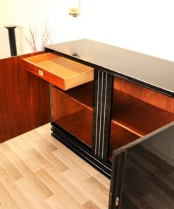 Art Deco, Furniture, Highboard, Sideboard, Buffet, Commode, 1930, Mid century, design, balck, highgloss, living room, serving extension