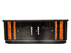 Art Deco, Walnut, lowboard, Sideboard, Buffet, Pianolacquer, high quality, design, black, furniture, luxurious, polished, living room