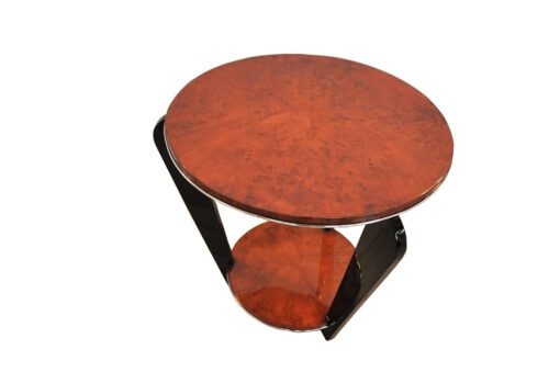 Art Deco, Sidetable, Table, elegant, pianolacquer, legs, highgloss, burlwood, polished, living room, design, furniture, small