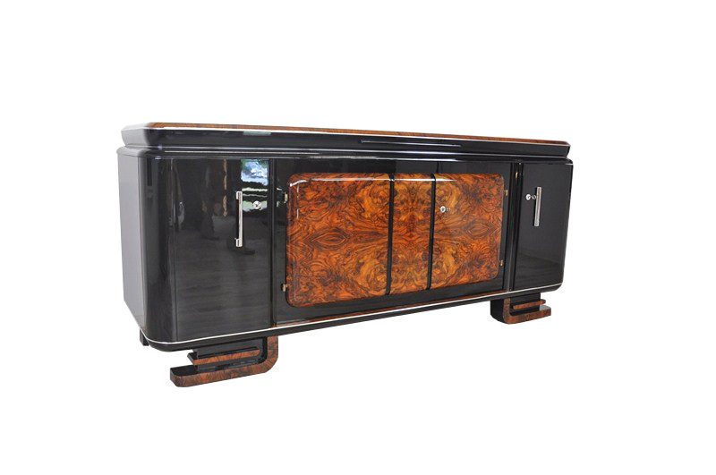 L Burlwood Sideboard From The French Art Deco Era Original Extra Large L Sideboard Burl Wood Art Deco Antique