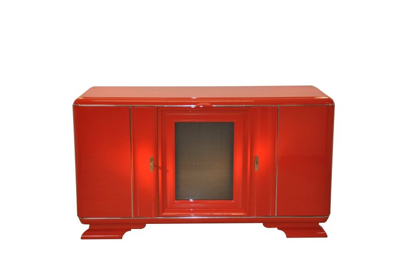 Red Art Deco Buffet With A Wonderful Paintjob Original Antique