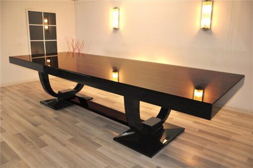 Art Deco, furniture, living room, table, macassar, high gloss, design, luxurious, chairs, leather, quality, large, curved foot