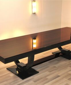 Art Deco, furniture, living room, table, macassar, high gloss, design, luxurious, chairs, leather, quality, large, curved foot