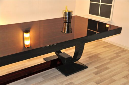 Art Deco, furniture, living room, table, macassar, high gloss, design, luxurious, chairs, leather, quality, large, curved foot