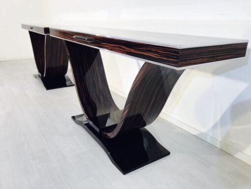 brown, high gloss, console, art deco, great foot, living room, couple, lacquer, luxury, funier, chrome lines, piano lacquer, makassar
