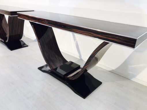brown, high gloss, console, art deco, great foot, living room, couple, lacquer, luxury, funier, chrome lines, piano lacquer, makassar