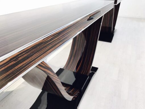 brown, high gloss, console, art deco, great foot, living room, couple, lacquer, luxury, funier, chrome lines, piano lacquer, makassar
