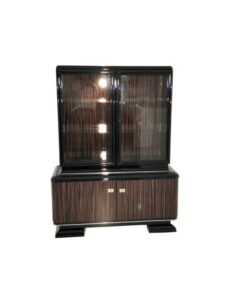 black, high-gloss, vitrine, art deco, great foot, living room, chrome handles, lacquer, luxury, veneer, chrome lines, piano lacquer