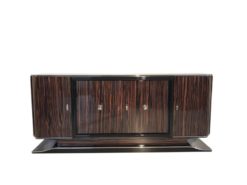 brown, high gloss, sideboard, art deco, great foot, living room, chrome handles, lacquer, luxury, veneer, chrome lines, piano lacquer