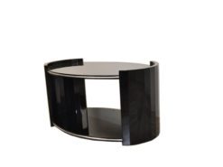 black, high gloss, couch, art deco, great foot, living room, table, lacquer, luxury, veneer, chrome lines,