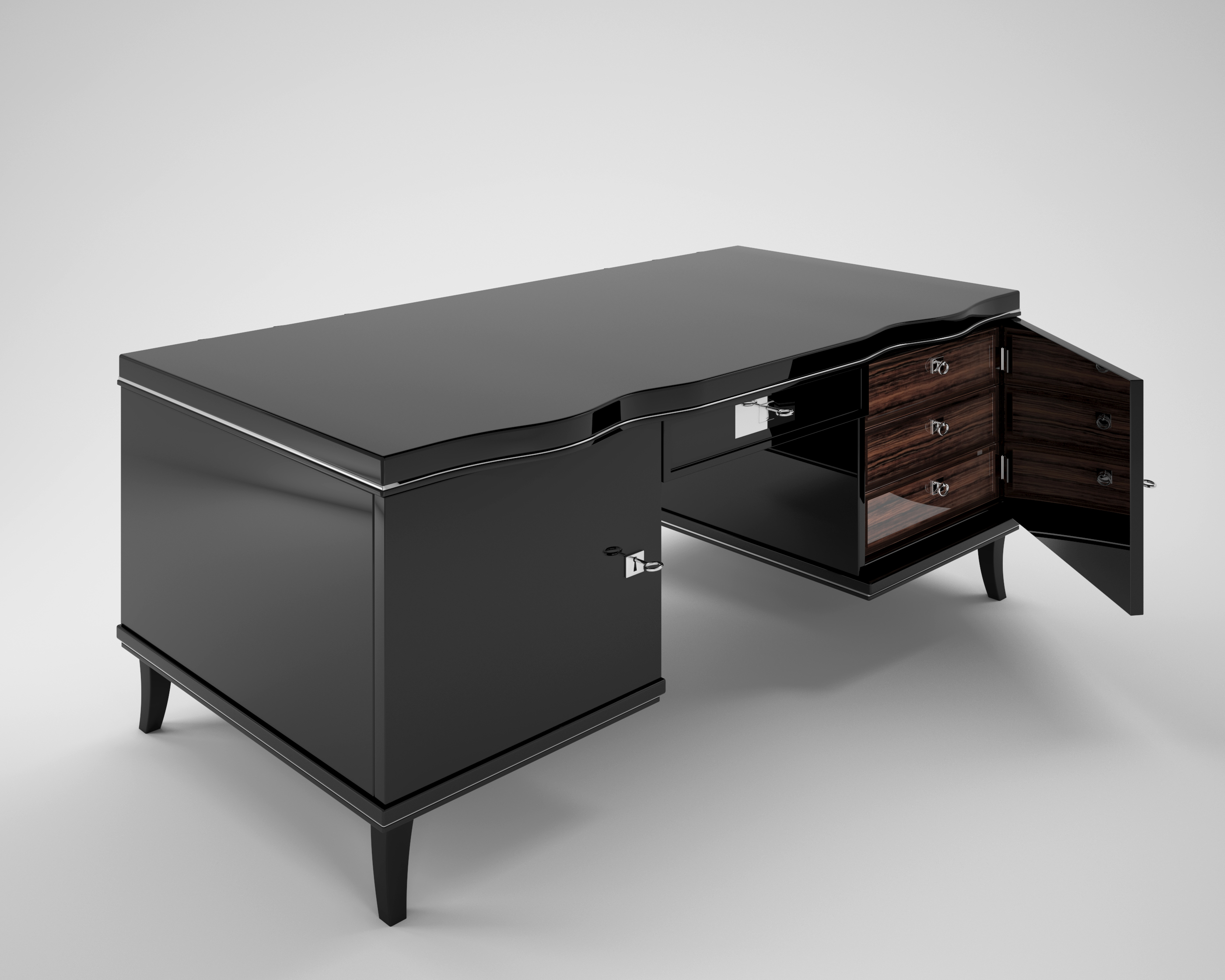 Art Deco Desk with Macassar Drawers | eBay