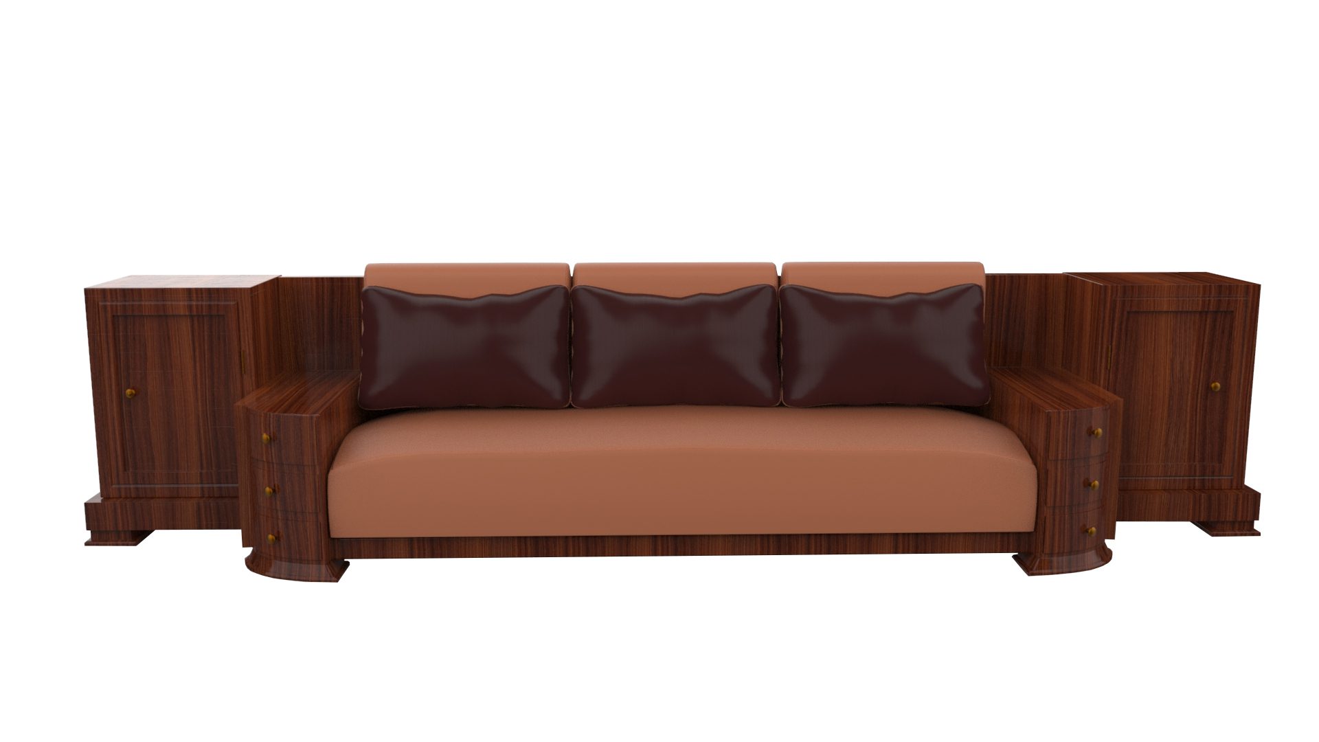 Large Walnut Art Deco Sofa