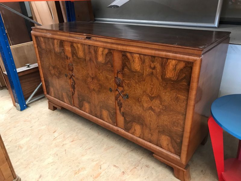 Unrestored Burl Wood Sideboard Original Antique Furniture