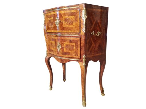 Rococo commode with marble top, late rococo, france, 1800, original, antiques, luxurious, palisander veneer, fire golden handles