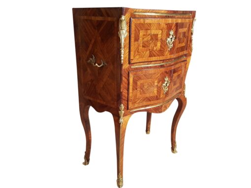 Rococo commode with marble top, late rococo, france, 1800, original, antiques, luxurious, palisander veneer, fire golden handles