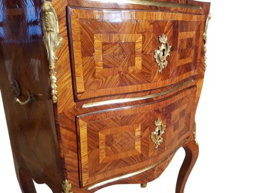 Rococo commode with marble top, late rococo, france, 1800, original, antiques, luxurious, palisander veneer, fire golden handles