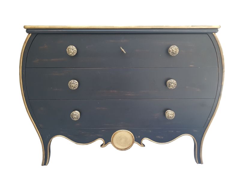 Empire Style Black Commode With Bronze Knobs Original Antique