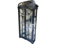 high, black, jugendstil, glass, vitrine, high, gloss, elegant, living, room, design, illustration, wood, ornamentations, modern
