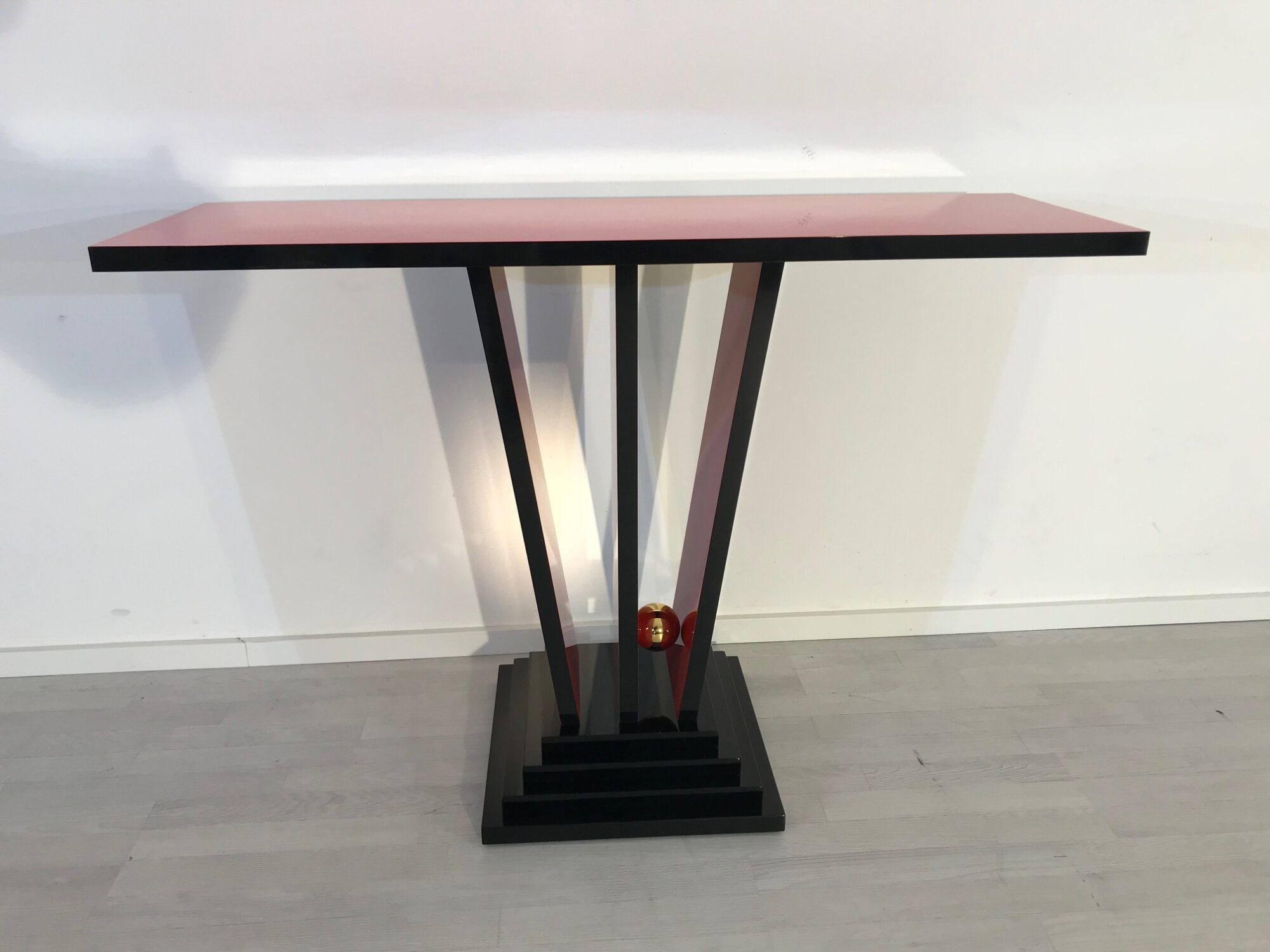 Red and Black Art Deco Design Console Table Original Antique Furniture