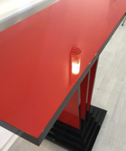 Red and black art deco design console table, luxury furniture, custom furniture, design, interior design, interiors, colorful