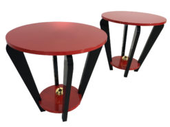 Pair of Red and Black Art Deco Style Side Tables, End Tables, Design Furniture, Colorful, Interior Design, Paintjob, Customizable