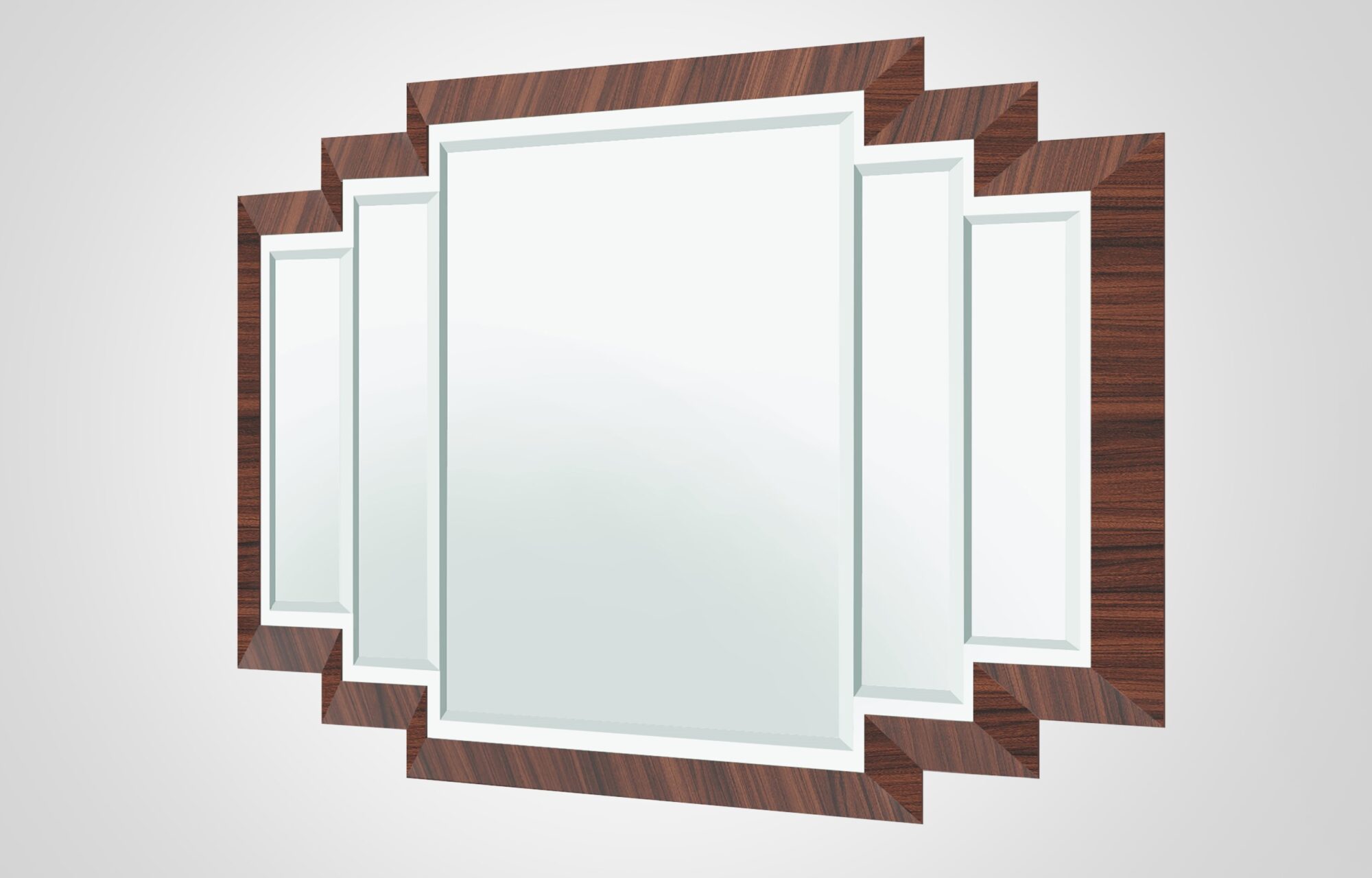 Art Deco Design Wall Mirror with Macassar Frame Original Antique