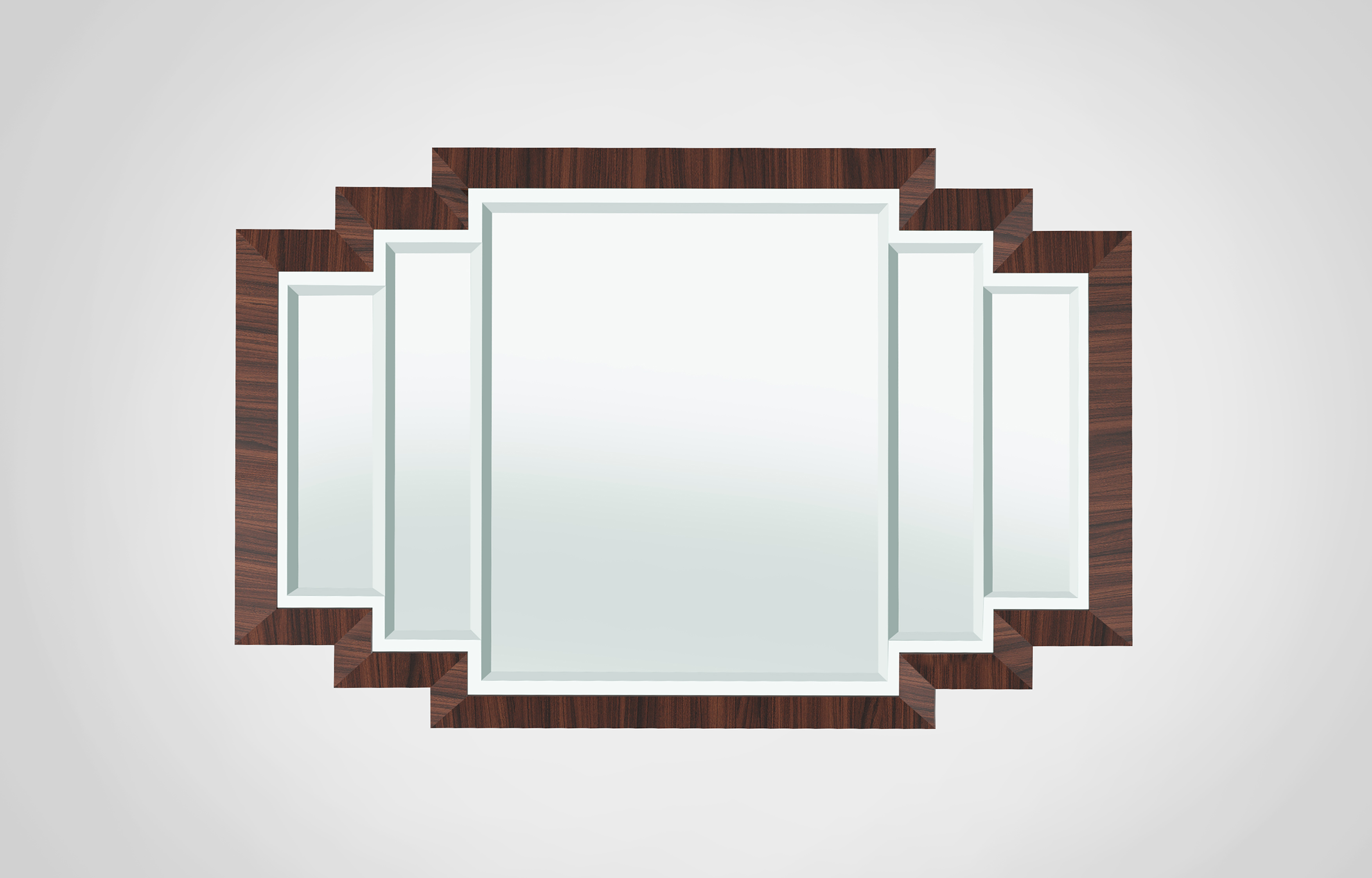 Art Deco Design Wall Mirror with Macassar Frame Original Antique Furniture