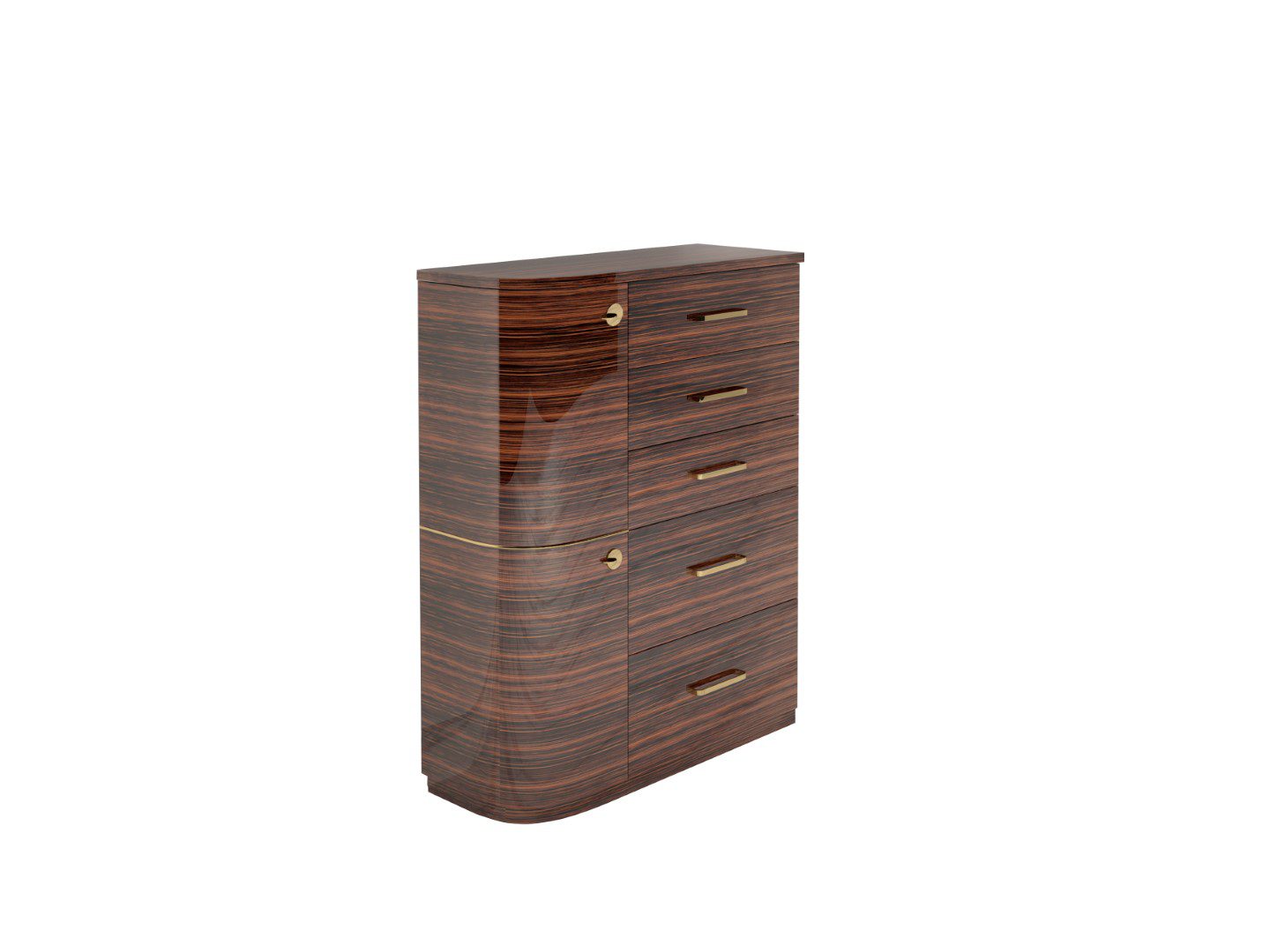 Design Macassar Drawer Commode With Brass Handles Original