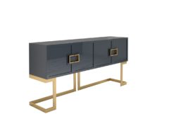 Gray Design Sideboard Buffet with polished brass legs, luxury furniture, storage, living room, interior design, high gloss, made in Germany