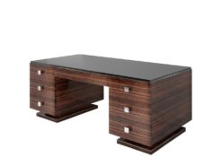Macassar Art Deco Style desk, modern design desk, macassar veneer, luxury furniture, interior design, high gloss, modern living