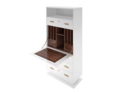 macassar, wood, high, secretary, cabinet, design, white, paint, painted, old, new, art, deco, design, style, style, replica