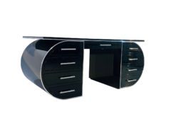 Free floating design desk, hand polished finish, custom desks, interior design, project furniture, chrome details, luxury items