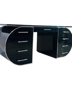 Free floating design desk, hand polished finish, custom desks, interior design, project furniture, chrome details, luxury items