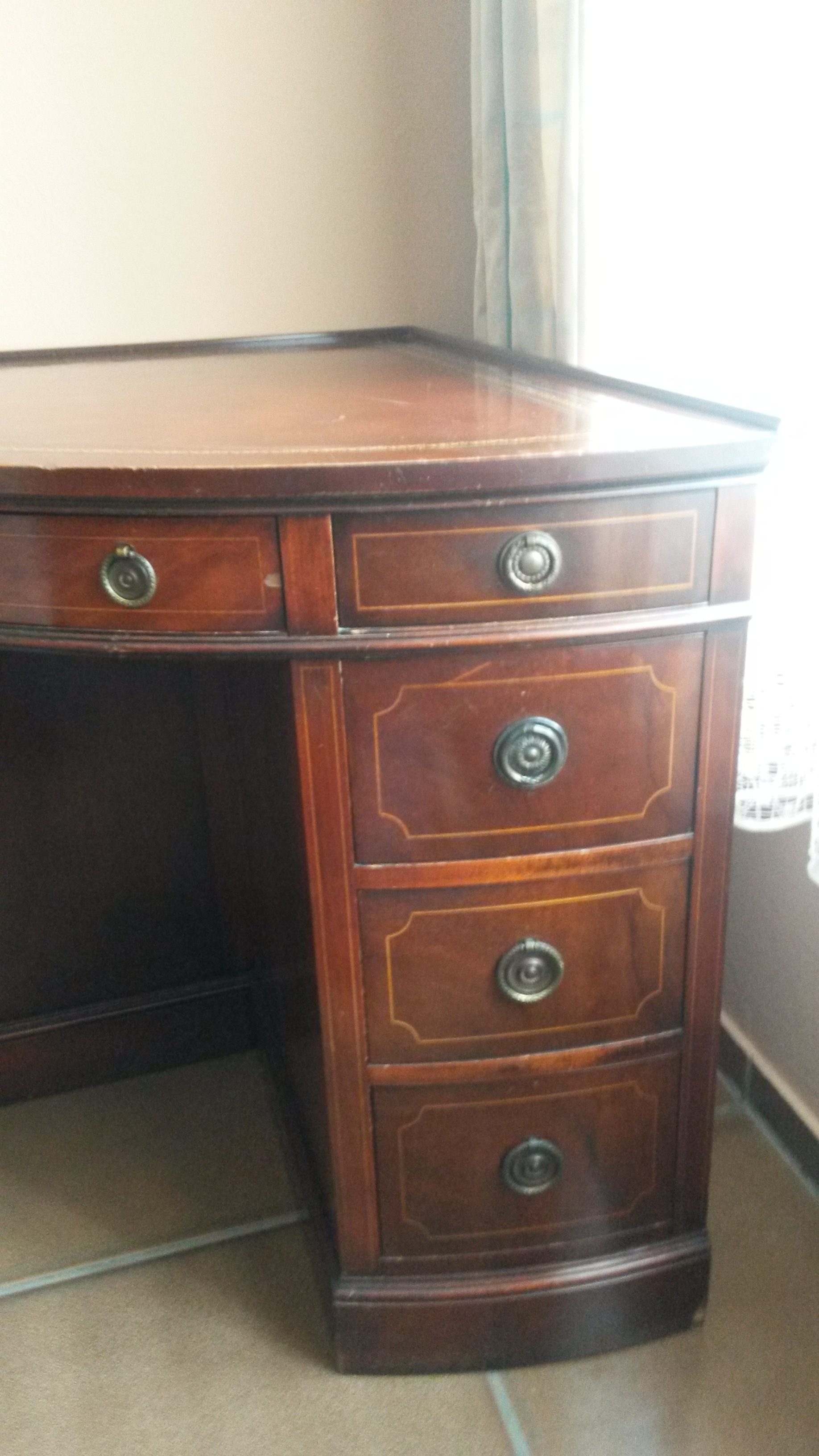 Arts And Craft Corner Desk With Leather Top Original Antique