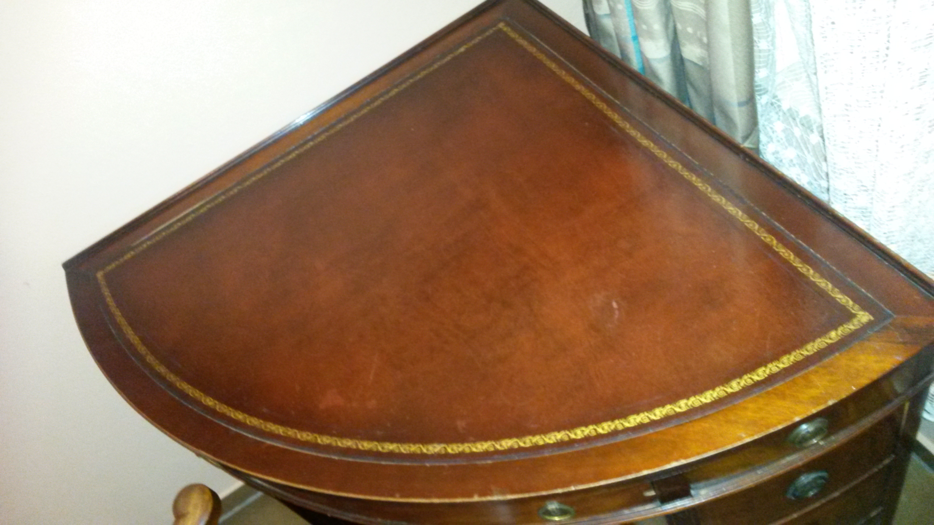 Arts and Craft Corner Desk with Leather Top Original Antique Furniture