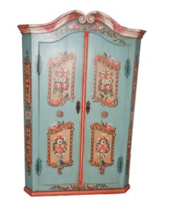 Late Biedermeier Farmers Cabinet with Floral Paintings, German Farmer Cabinet, Antique Cabinet, 1880, Painting, Antique Furniture, Storage Furniture